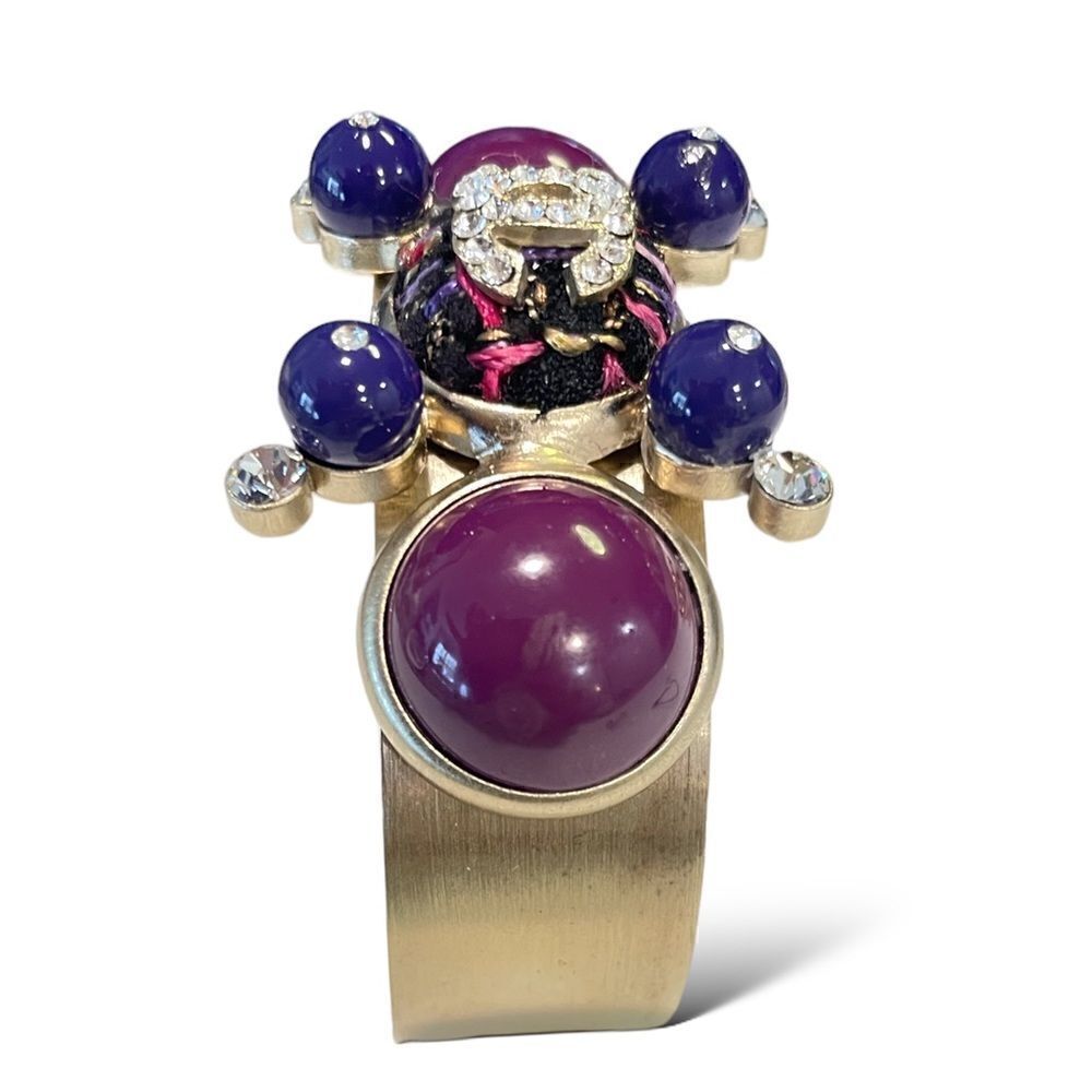 CHANEL Vintage CC Logo Cluster Stone Cuff Circa 03’ - Picture 6 of 9